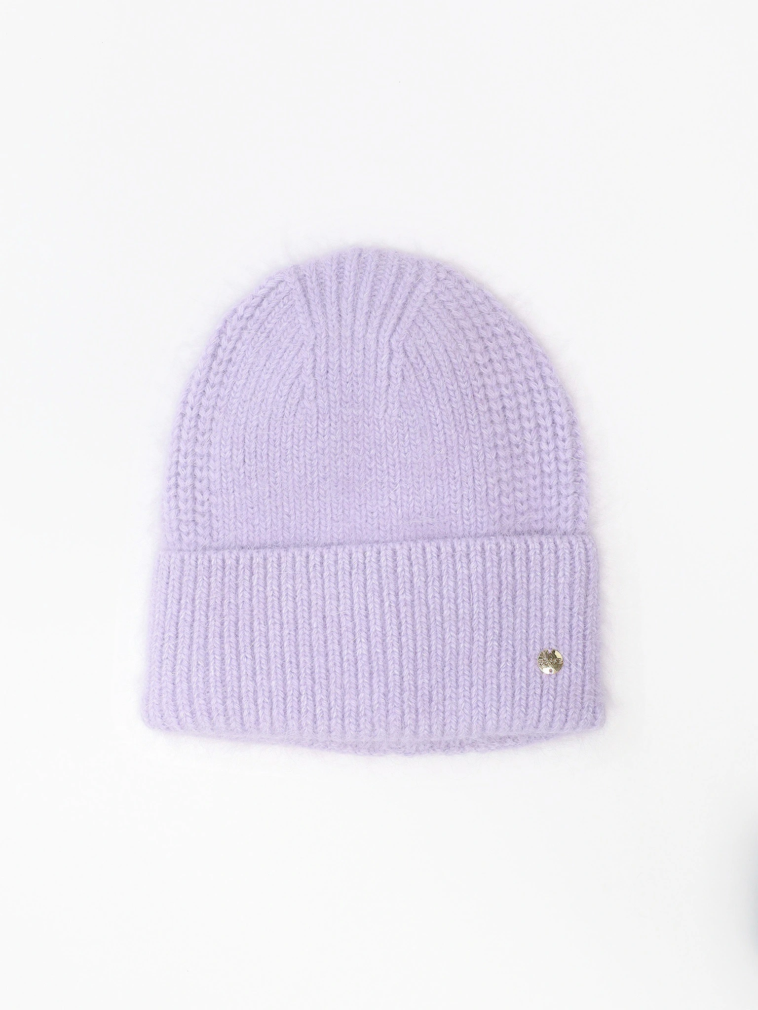 Шапка-бини из ангоры и нейлона с отворотом в ассортименте